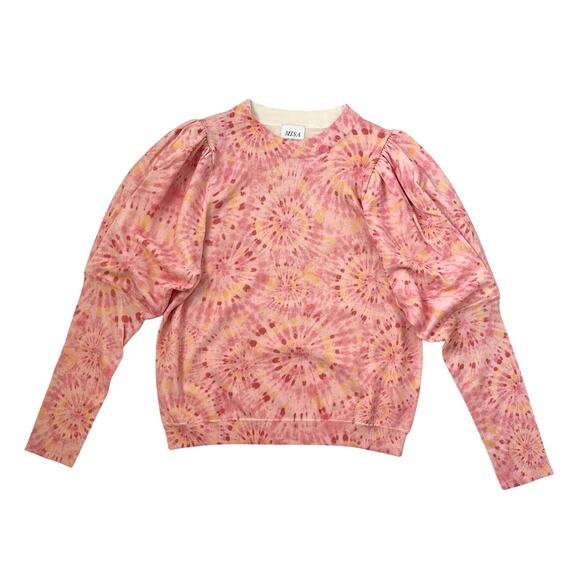 NWT MISA Los Angeles Kali Long Sleeve Puff Sleeve Top - Pink - Cotton Silk - M - Picture 2 of 6